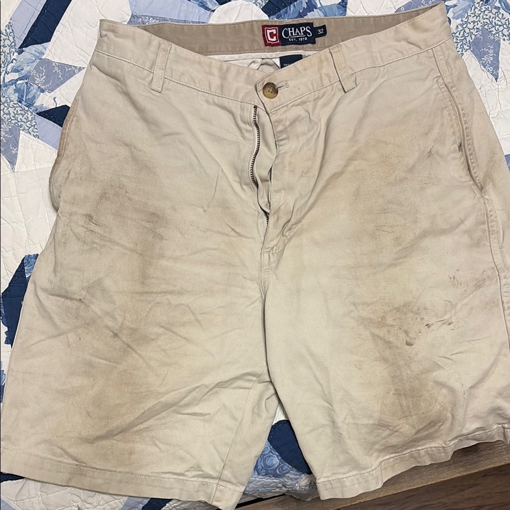 Chaps Tan Flat Front Shorts Classic Casual Style